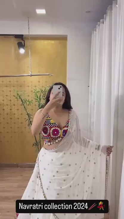 Liecryart Premium Reyon Semi-Stitched Designer Lehenga Set – Digital Print, Mirror & Lace Work