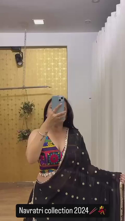 Liecryart Premium Reyon Semi-Stitched Designer Lehenga Set – Digital Print, Mirror & Lace Work