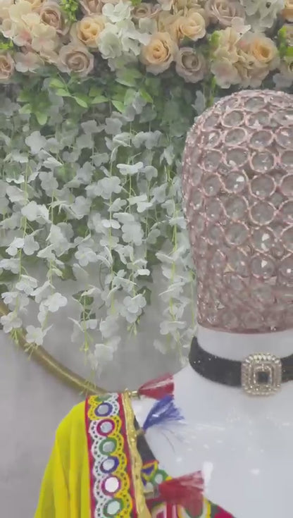 Premium Faux Georgette Lehenga Set – Chain-Stitch & Original Mirror Work | Semi-Stitched | With Dupatta