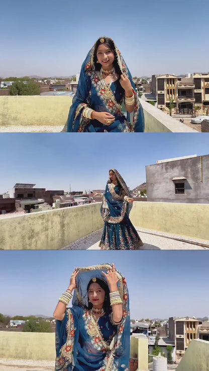 Liecryart Premium Reyon Semi-Stitched Lehenga Set – Digital Print, Mirror & Lace Work, Wedding & Festive Collection