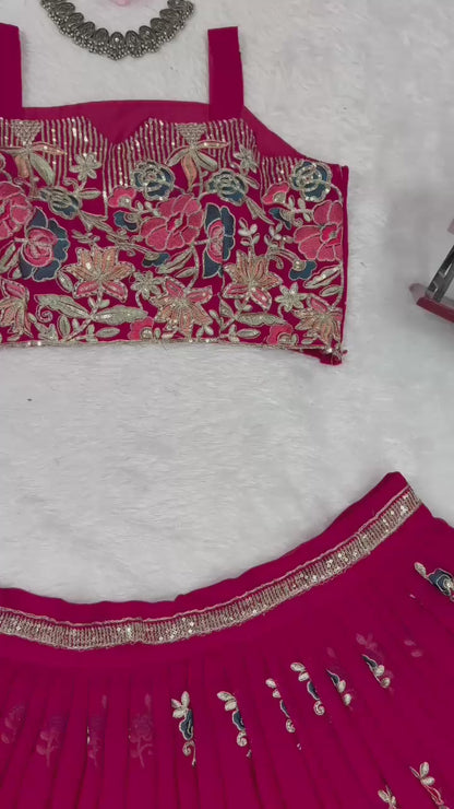 Designer Foux Georgette Lehenga Choli with Dupatta | Thread, Sequin & Coding Dori Work | Full Stitched | Canvas Flair