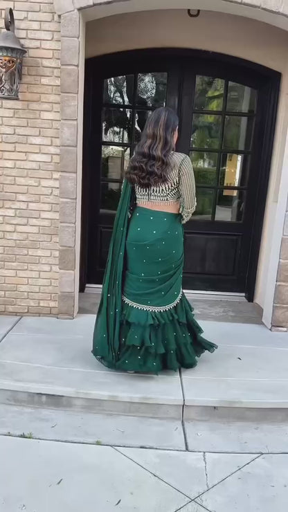 Liecryart Premium Reyon Designer Saree – Digital Print, Mirror & Lace Work, Wedding & Festive Wear