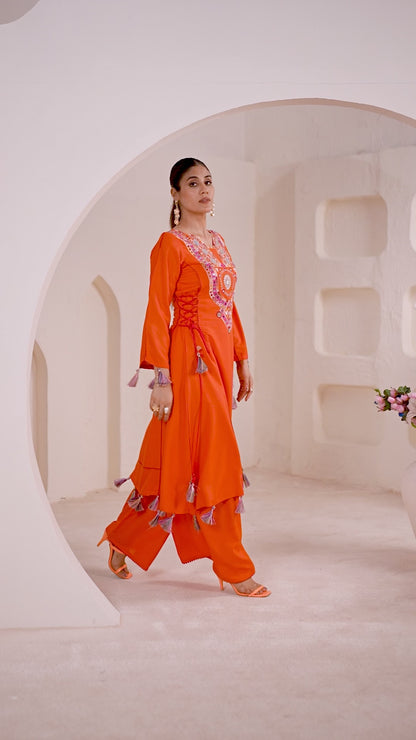 Stylish Palazzo Cord-Set – Thread & Real Mirror Work