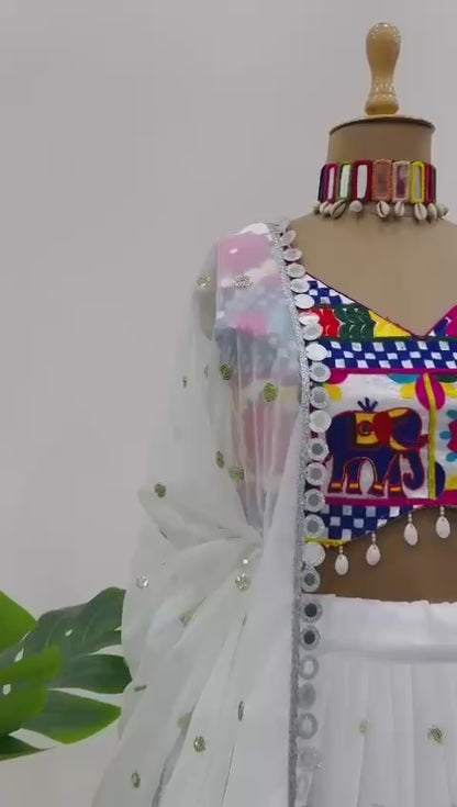 Liecryart Premium Reyon Semi-Stitched Designer Lehenga Set – Digital Print, Mirror & Lace Work