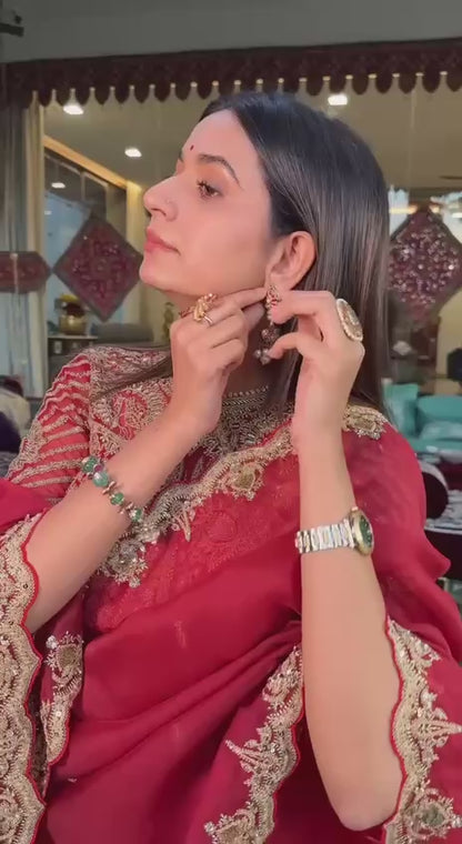 Liecryart Heavy Organza Silk Designer Saree – Thread & Sequence Work with Matching Blouse