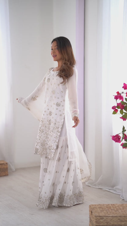 Star Georgette Sharara Set – Thread & Sequence Embroidery with Dupatta