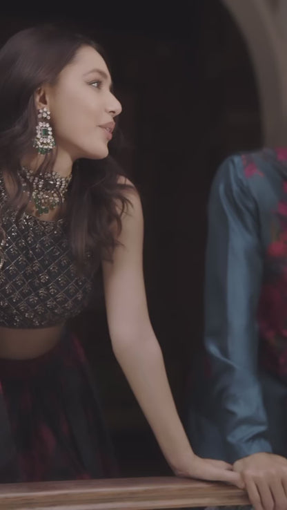 Liecryart Premium Reyon Semi-Stitched Lehenga Set – Digital Print, Mirror & Lace Work, Wedding & Festive Wear