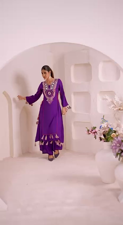 Stylish Palazzo Cord-Set – Thread & Real Mirror Work