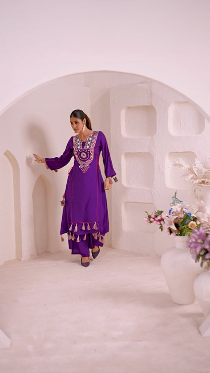 Stylish Palazzo Cord-Set – Thread & Real Mirror Work